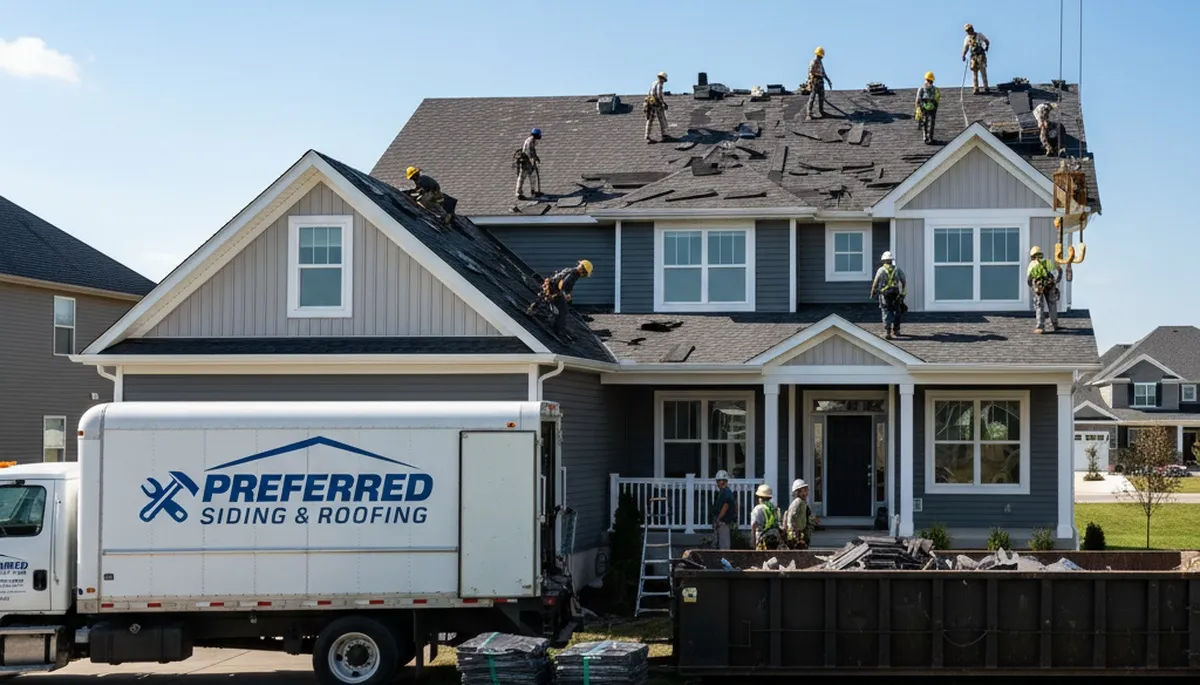 Roof replacement crew installing durable shingles on home in Shreveport, LA