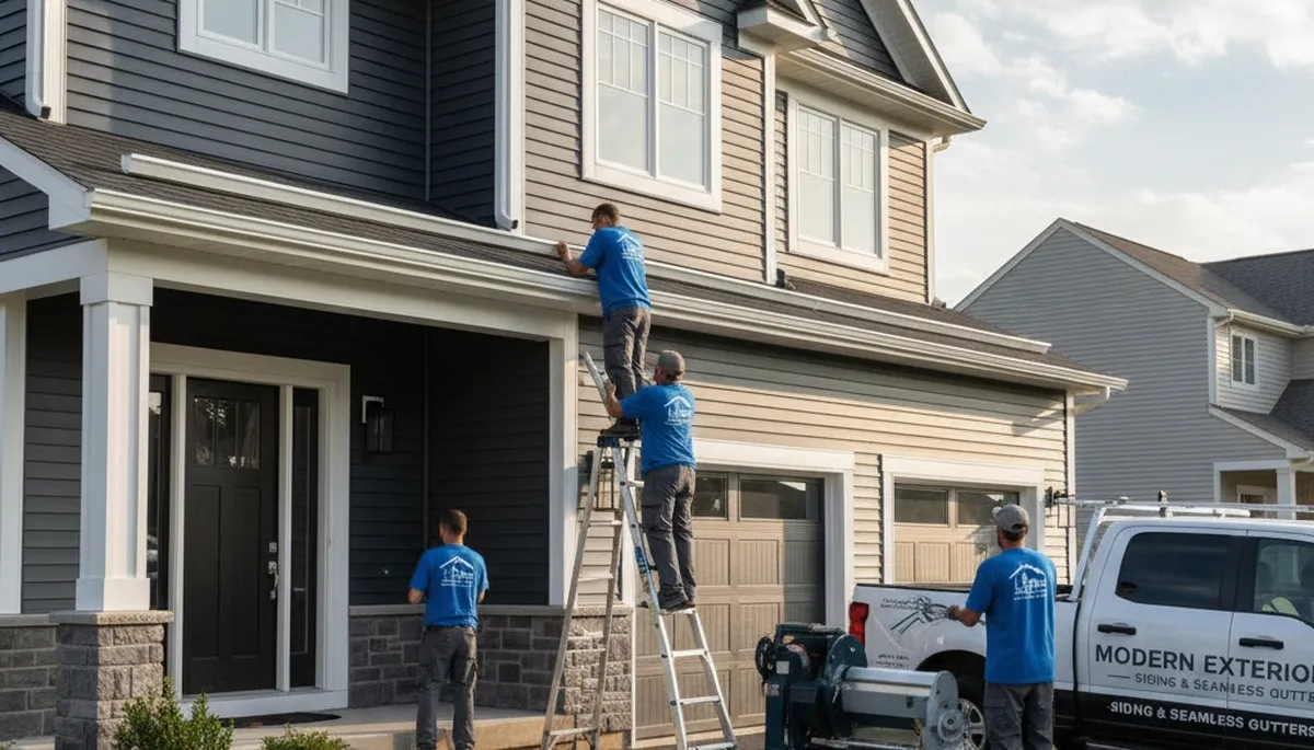 Seamless gutter installation on vinyl siding home in Shreveport, LA by Next Level Exteriors